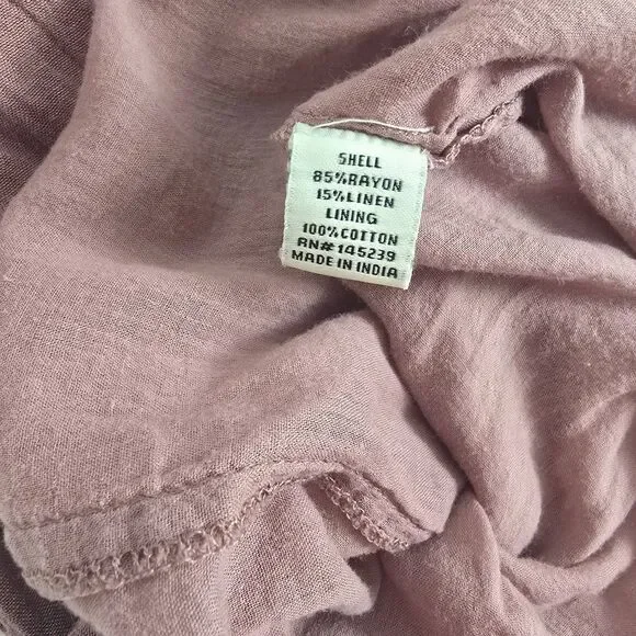 Sim & Sam Milkmaid Gauze Midi Dress Women Large Mauve Clay Smocked Puff Sleeve - Picture 7 of 7